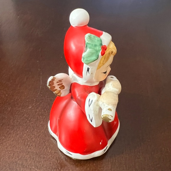 Vintage MCM Napcoware Napco Red Christmas Angel Playing Flute Figurine X-7258 - Picture 4 of 10